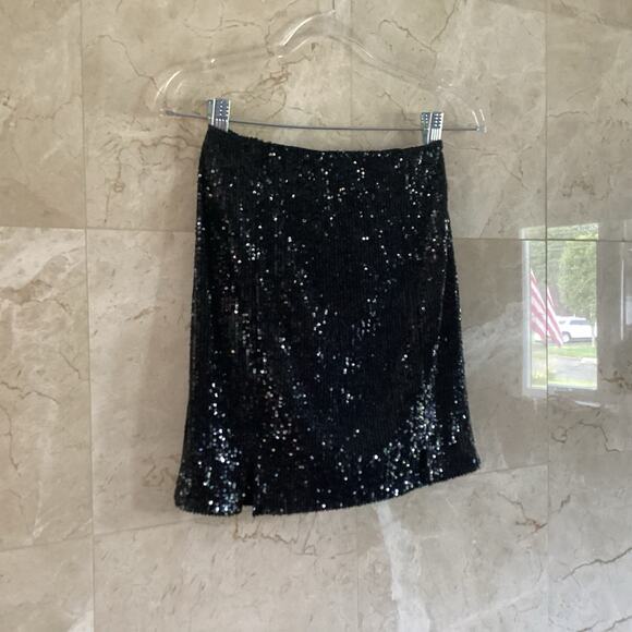 Whimsigoth Sequin Mini Skirt – Black Size 3 (XS) Y2K Holiday Party Sexy Witch - Picture 6 of 10
